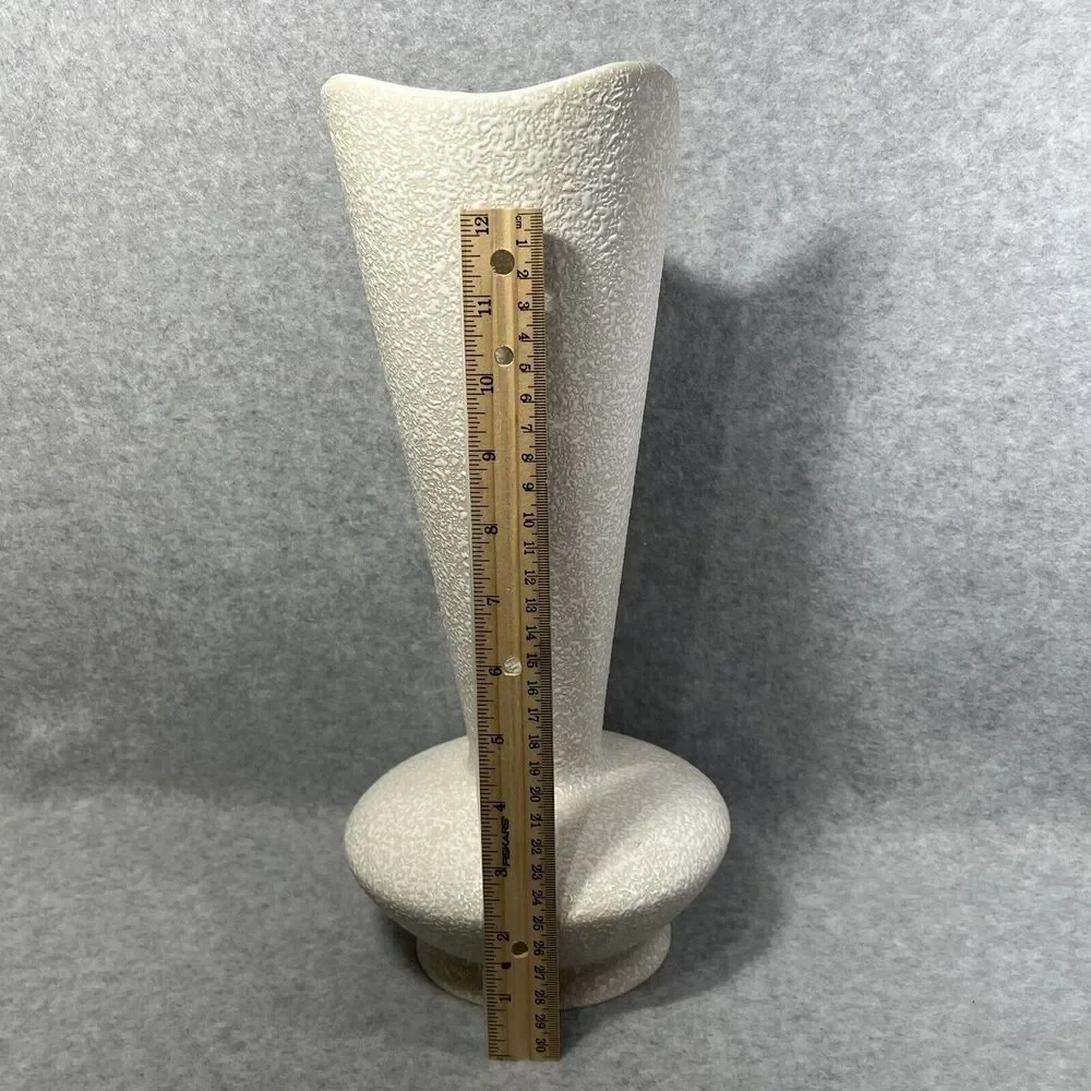 Vintage Mid Century Modern‎ 14” China Craft USA White Splatter Ware Vase C-414